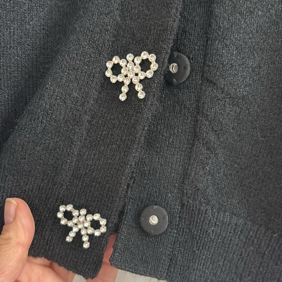 Ann Taylor Festive Holiday Cardigan Sweater with Rhinestone Bow Buttons. NWT - Picture 7 of 10